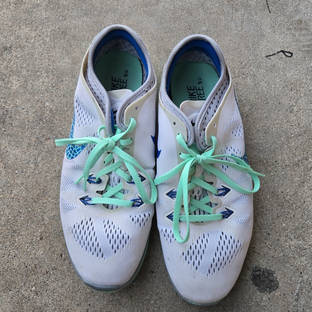 Nike White and Teal Athletic Shoes